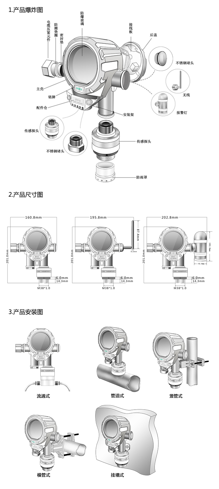 機(jī)氣貓固定安裝式1-氯-2-溴乙烷濃度報警器型網(wǎng)絡(luò)版尺寸與安裝圖